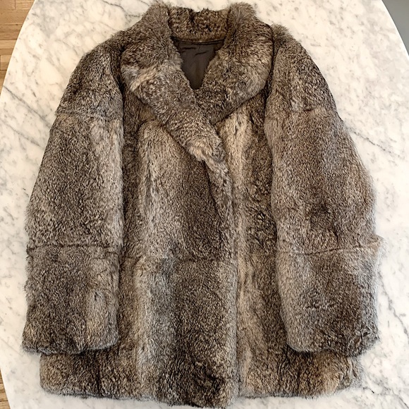 Fur coat | Rabbit in beautiful greys, whites and black. Size 44 - Picture 4 of 9